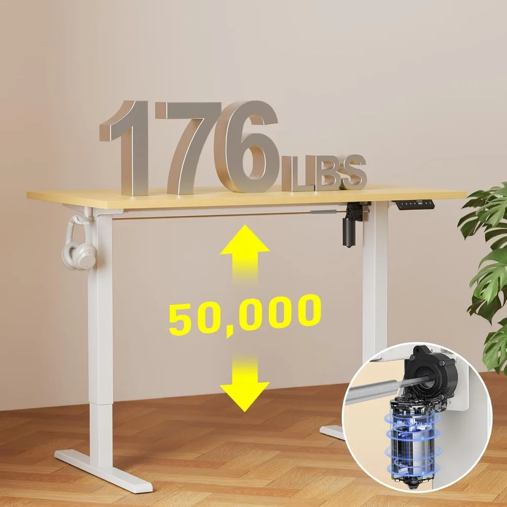 مكتب قائم كهربائي قابل لضبط الارتفاع - مكتب بدون خياطة مقاس 48 × 24 بوصة للاستخدام المنزلي والمكتب المريح