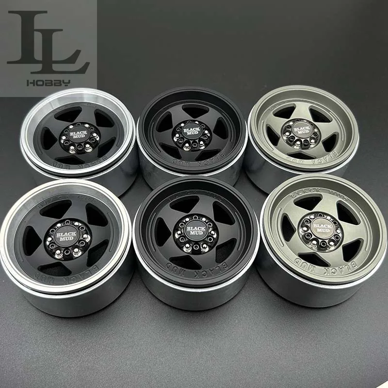 Metal Retro Preto Lama Roda Hub para RC Crawler Car Tank, controle fácil, Upgrade Acessórios, Rhino, 1, 10, 2.2 ", SCX10, TRX4, 300