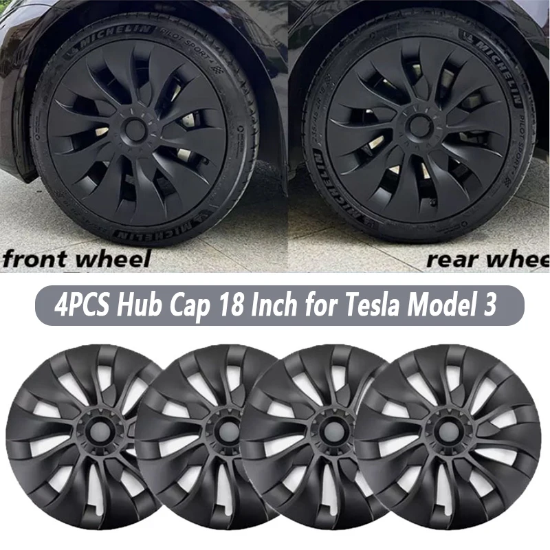 

4PCS Hub Cap 18 Inch for Tesla Model 3 Replacement Performance Wheel Cover Cap Automobile Full Rim Cover Kits Car Part 2019-2023
