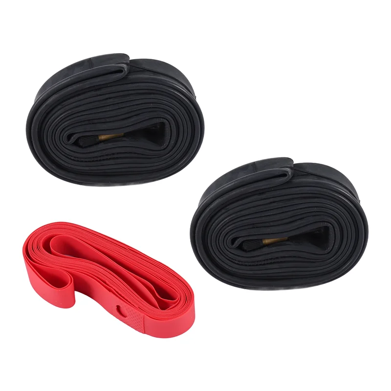 ABHS-2Pack 700X35-43C Bike Inner Tube With 2 Rim Strip Schrader Valve Rubber Bike Tire Tube For 700C Road Bike