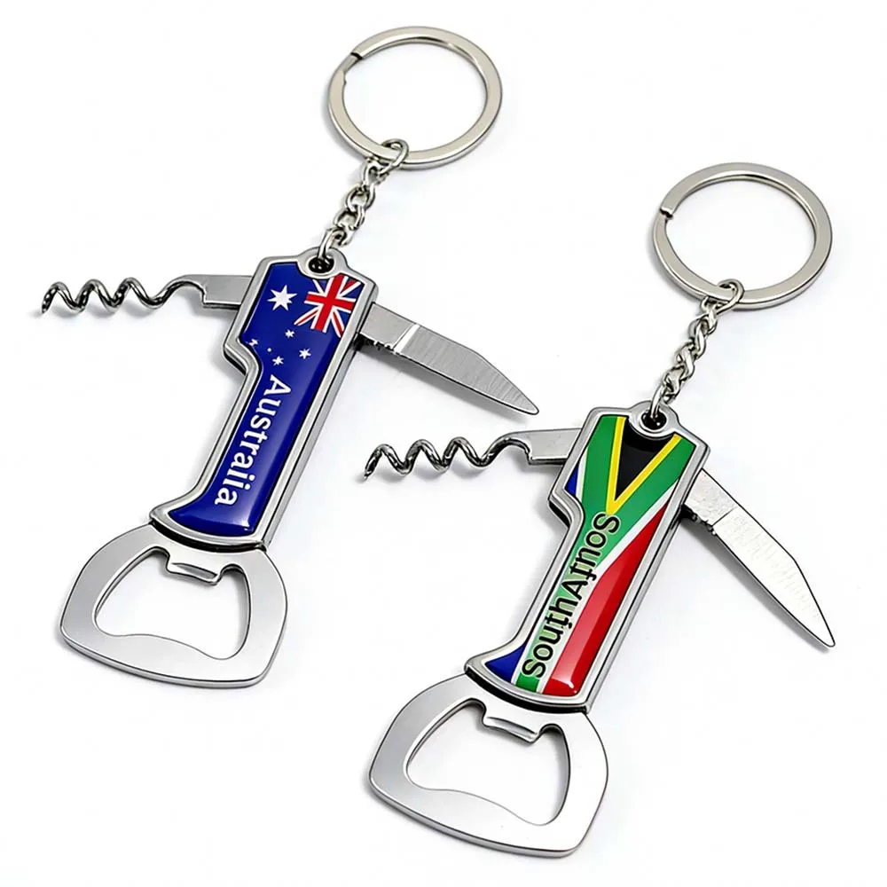 

Multi Functional Three in One Keychain, Beer and Red Wine Bottle Opener, Portable Wine Knife, Stainless Steel Bag Pendant
