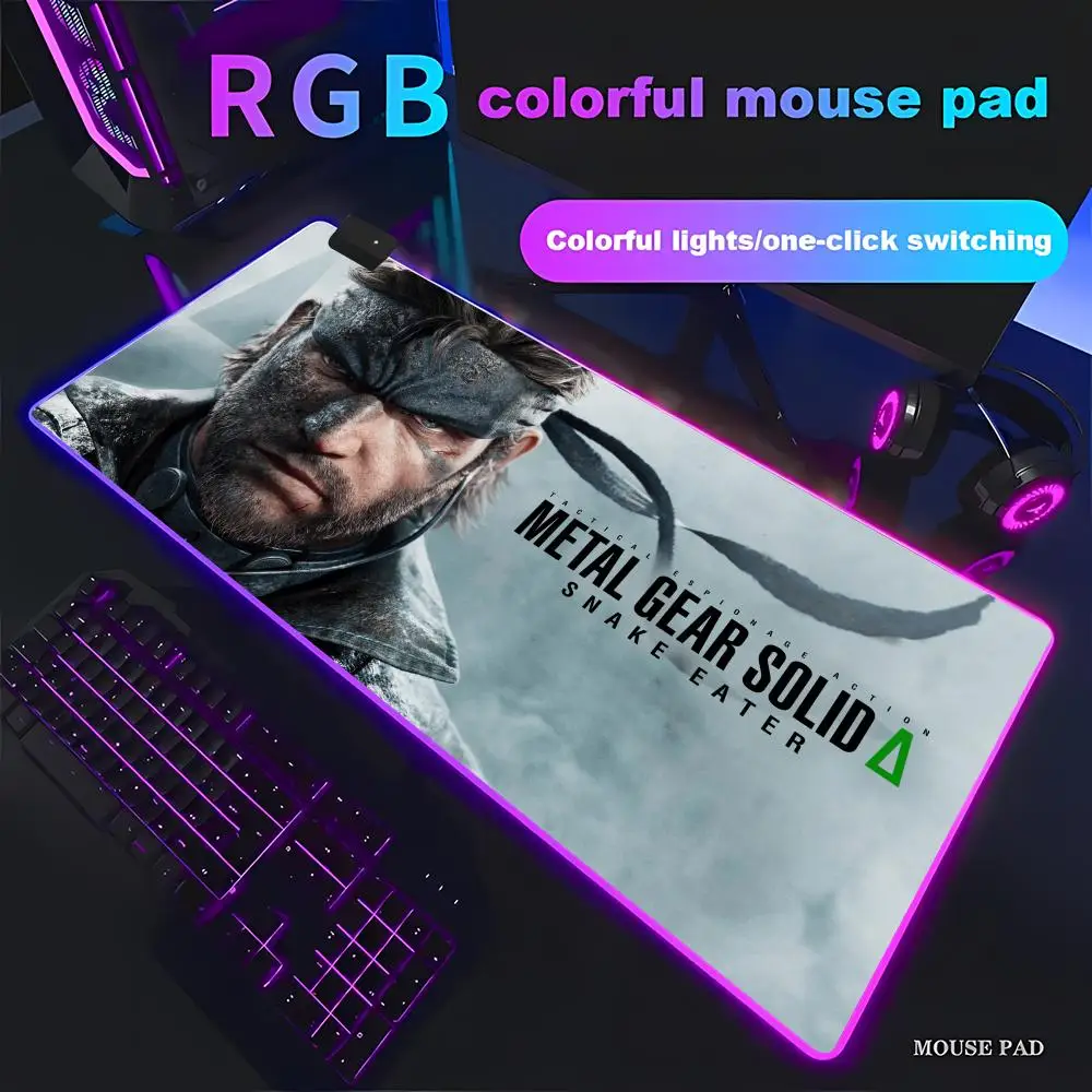

HYBXAXC M-Metal Gear Solid V Mouse Pad RGB Gaming Mouse Pad HD Gamer Large LED Light XXL PC Computer Non-slip