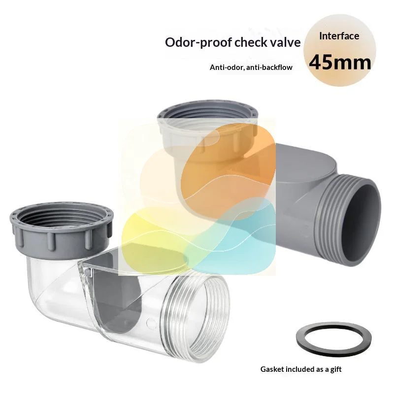 45mm Anti Backflow Sewer Valve One Way Anti Odor Drain Elbow for Kitchen Sink Home Plumbing Renovation