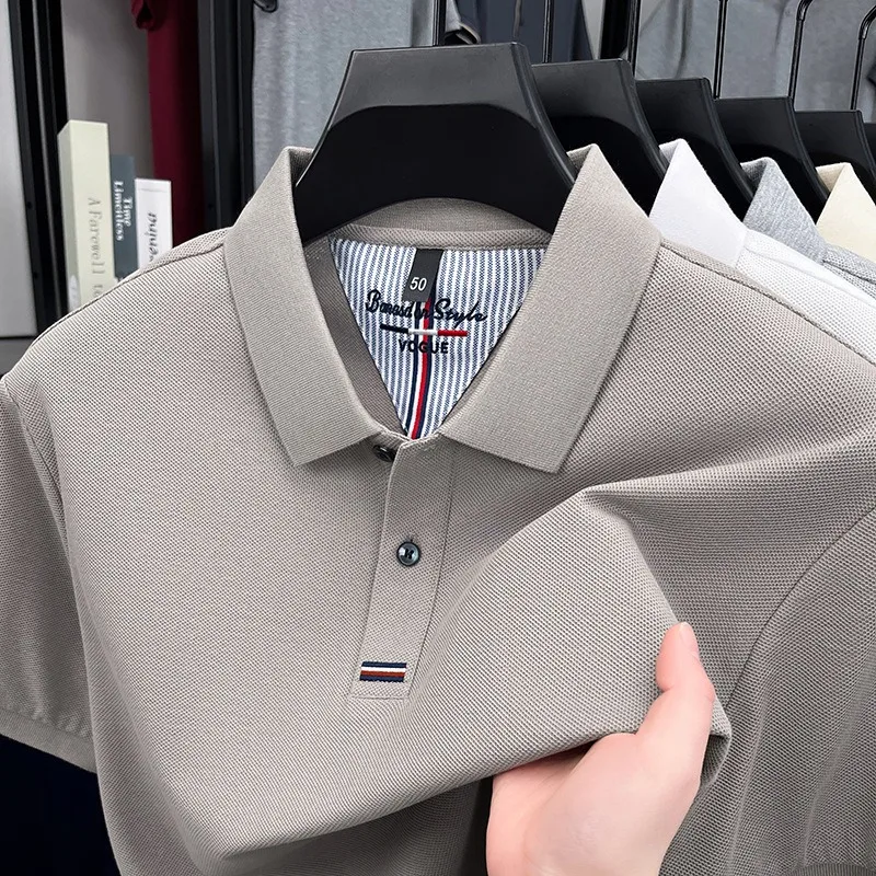 Cross-border Pure Cotton Lapel PoloT T-shirt Cross-border Casual Men's Wear Loose Base Layer T-shirt Men's Wear Short-sleeved
