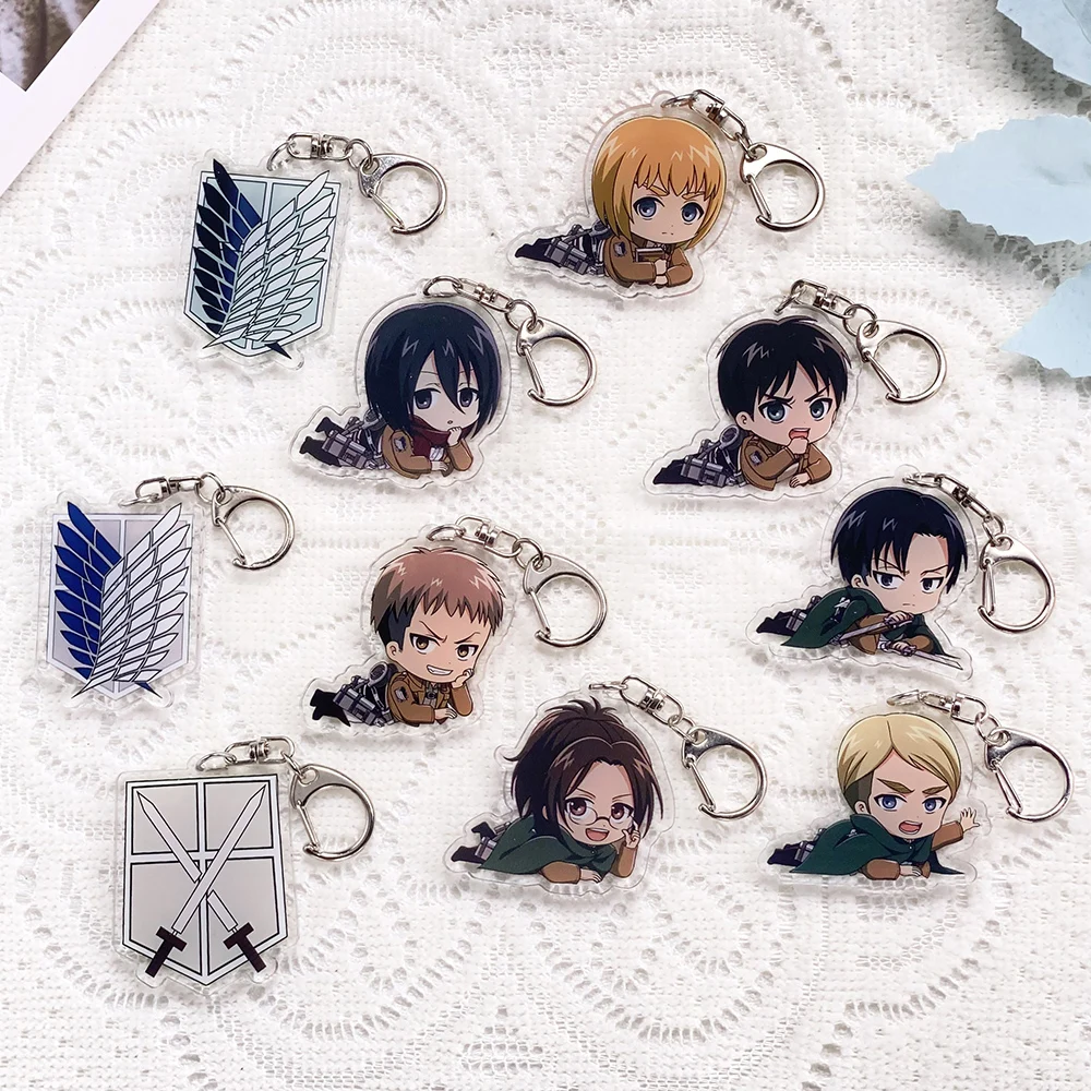 

1/10Pcs Anime Figures Attack on Titan Keychain Acrylic Keyrings Bag Charms Cute Backpack Pendant Funny Decoration Friends Gifts