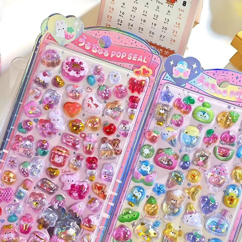 

Cute cartoon 3D relief stickers, children's crystal stickers, DIY hand account, mobile phone decoration stickers, cartoon