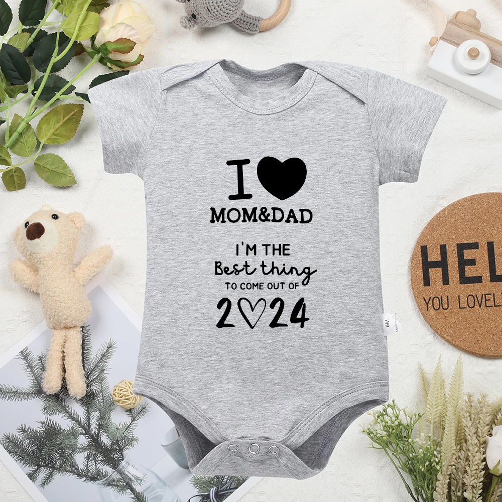 I LOVE MOM&DAD 2024 Baby Boy Girl Clothes Cozy Infant Outfits Surprise Gift Pregnancy Announcement Newborn Oneses Cotton Romper