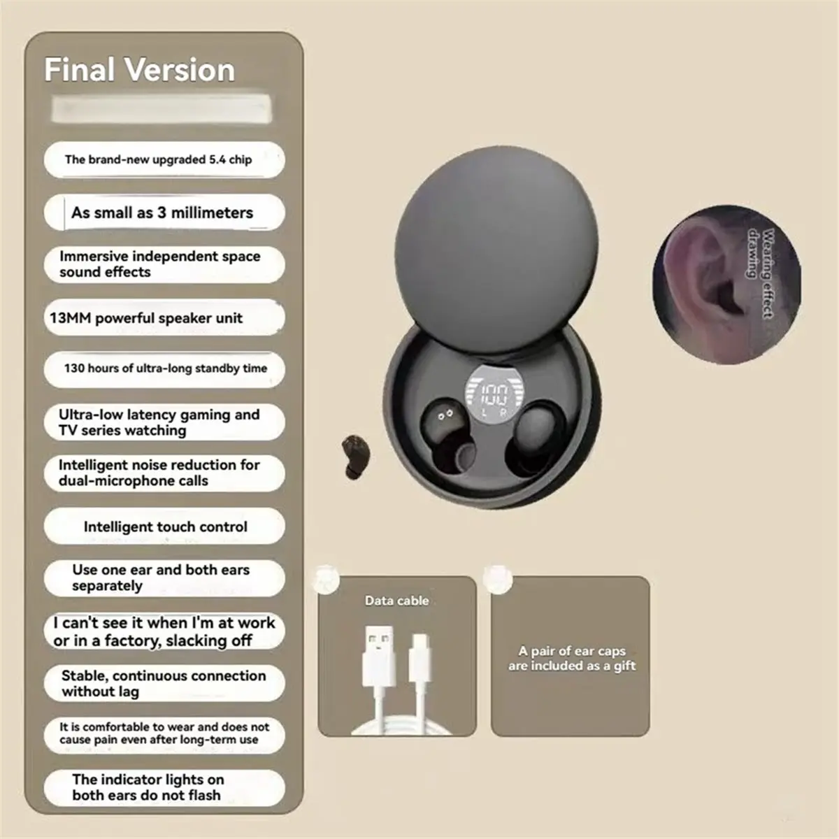 Noise Reduction Sleeping Sport Earphones Working Earbuds A ABS Sleeping Earbuds