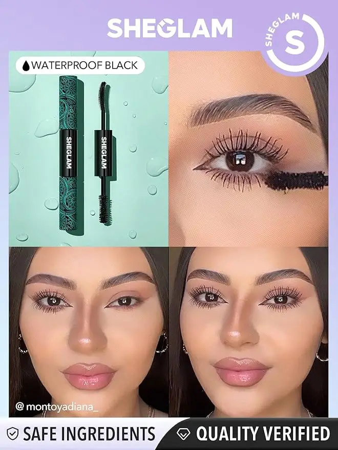 

SHEGLAM 2 In 1 Black Volume and Length Waterproof Mascara Long Lasting Dual-Ended Tubing Eye Makeup