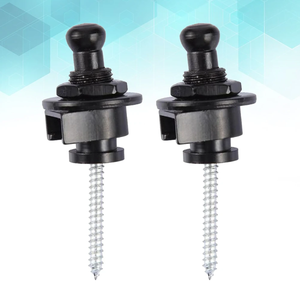 

2 Pcs Buttons Strap Buckle Tail Nail Guitar Lock Bass Belt Nails with Black Anti-