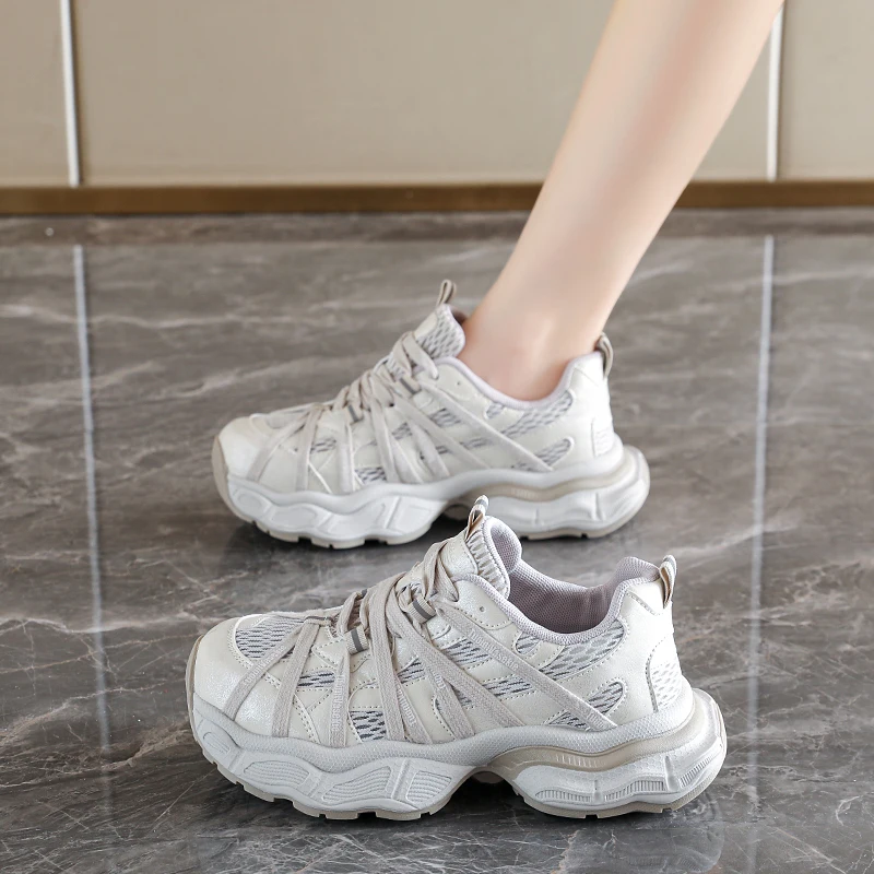High Appearance Level Tire Thick Sole Thin Fashion All Lightweight Comfortable Non-slip Breathable Casual Women's Single Shoes