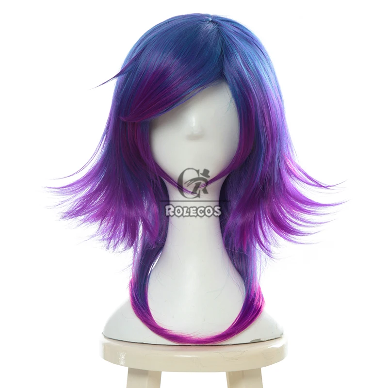 ROLECOS Synthetisch haar Spel LOL Neeko Cosplay Pruiken Neeko Cosplay Haar Rollenspel Halloween Blauw Gemengd Paars Pruik Synthetisch haar