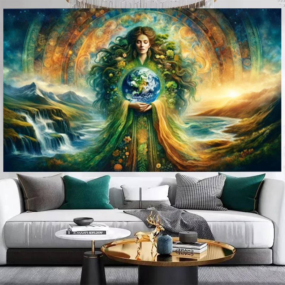 

DIY 5D Diamond Painting Kit Mosaic Diamond Embroidery Landscape (Space Fairy, Perfect Earth, Beautiful Light and Energy of Love)