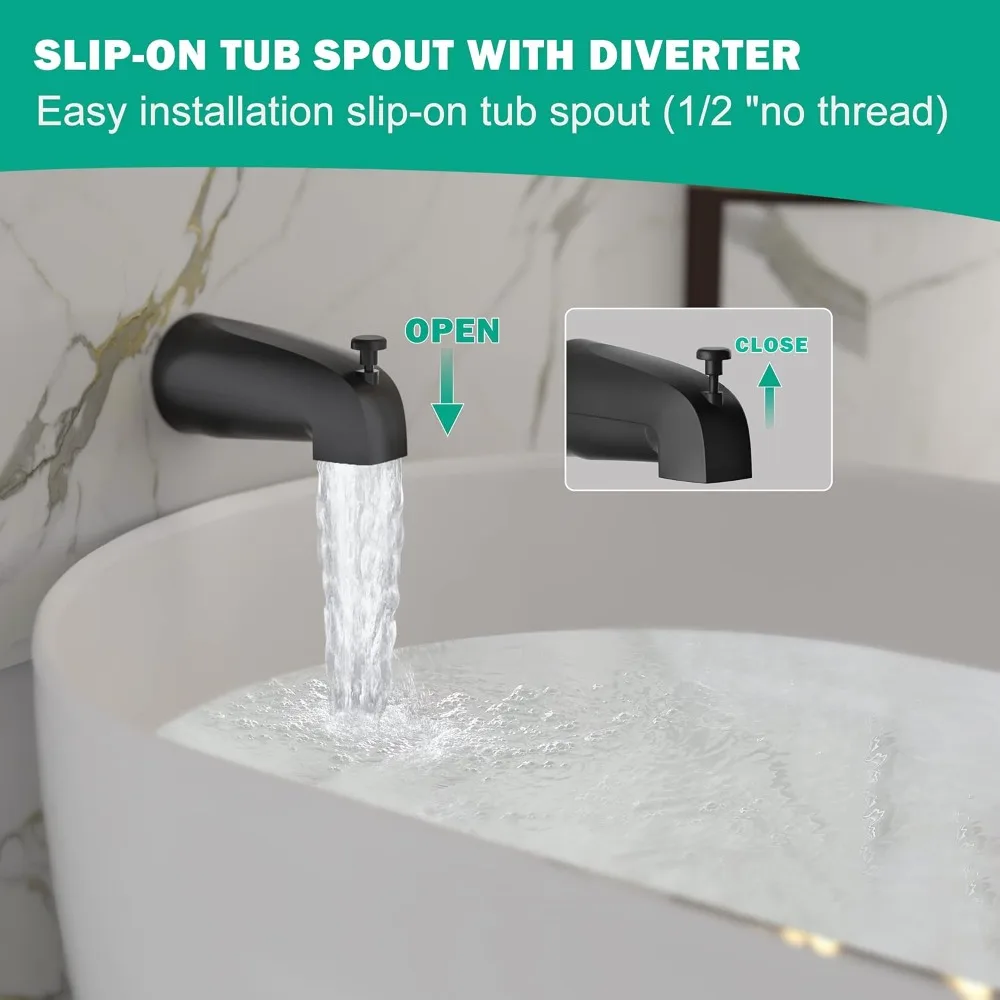 マットブラック 8 インチ レインシャワーヘッドとシングルハンドルバスタブシャワーセット