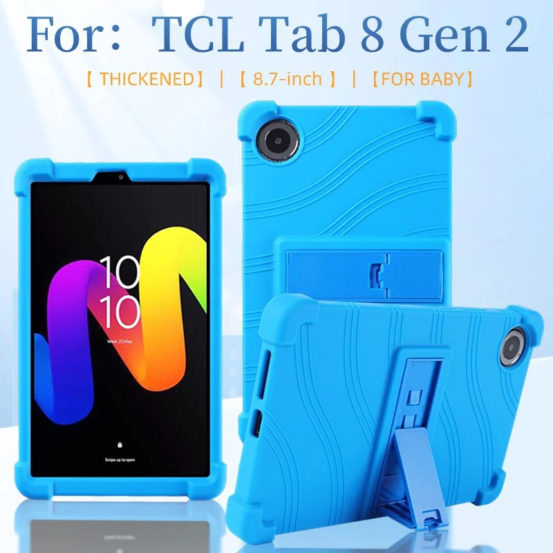 4 tebal Cornors silikon penutup dengan Kickstand untuk TCL TAB 8 Gen 2 8188X1 Case 8.7 "Tablet PC Shockproof pelindung Funda