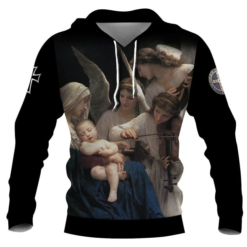 New Christian Jesus Men\'s Hoodie 3D Print Harajuku Clothes Fashion Hooded Sweatshirt Oversized Casual Pullover Tops