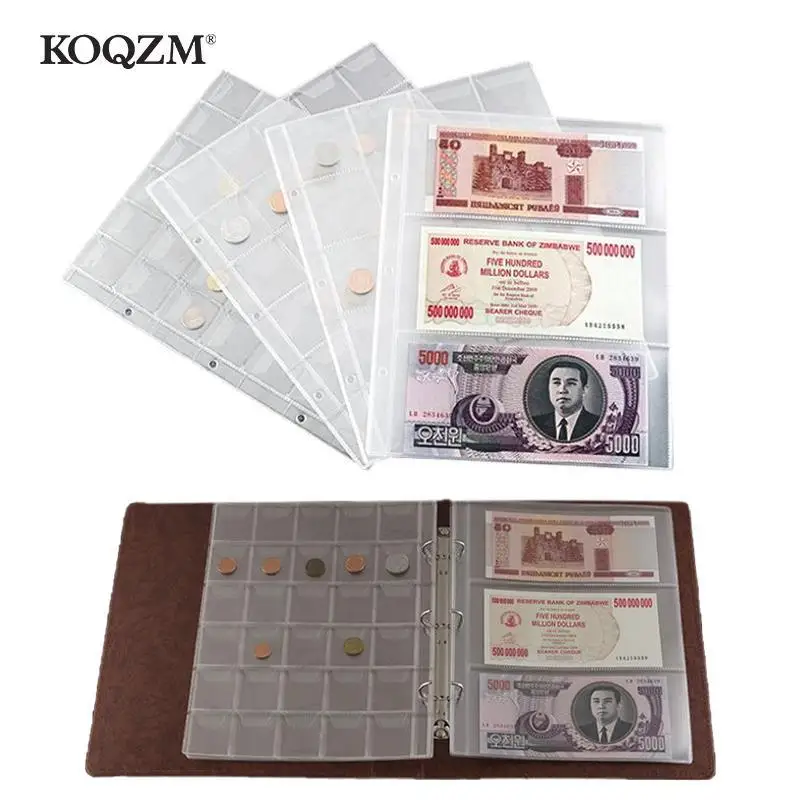 10Pcs/1pcs 3-slot Loose Leaf Money Banknote Album Page Collecting Holder Sleeves