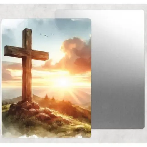 Mountain Cross Blechschild für Tür, Zuhause, Wanddekoration, Metall-Aluminium-Blechschild