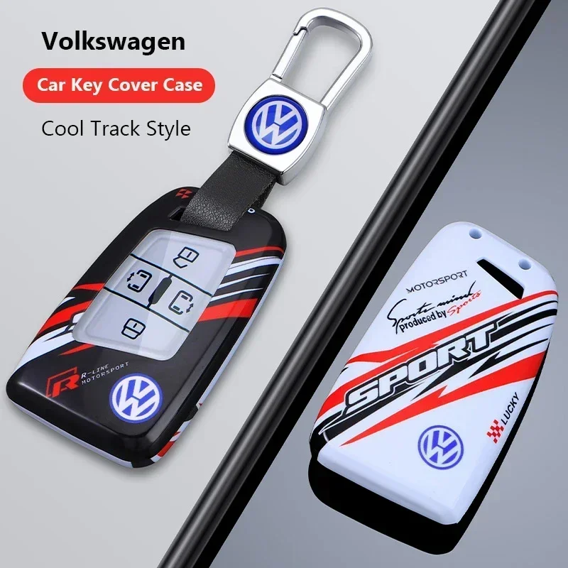 

Чехол для ключа в стиле автоспорта, аксессуары для VW GTI, Polo, Golf, Passat, Tiguan, Arteon, Touareg, Taigo, Caddy, Jetta, Beetle