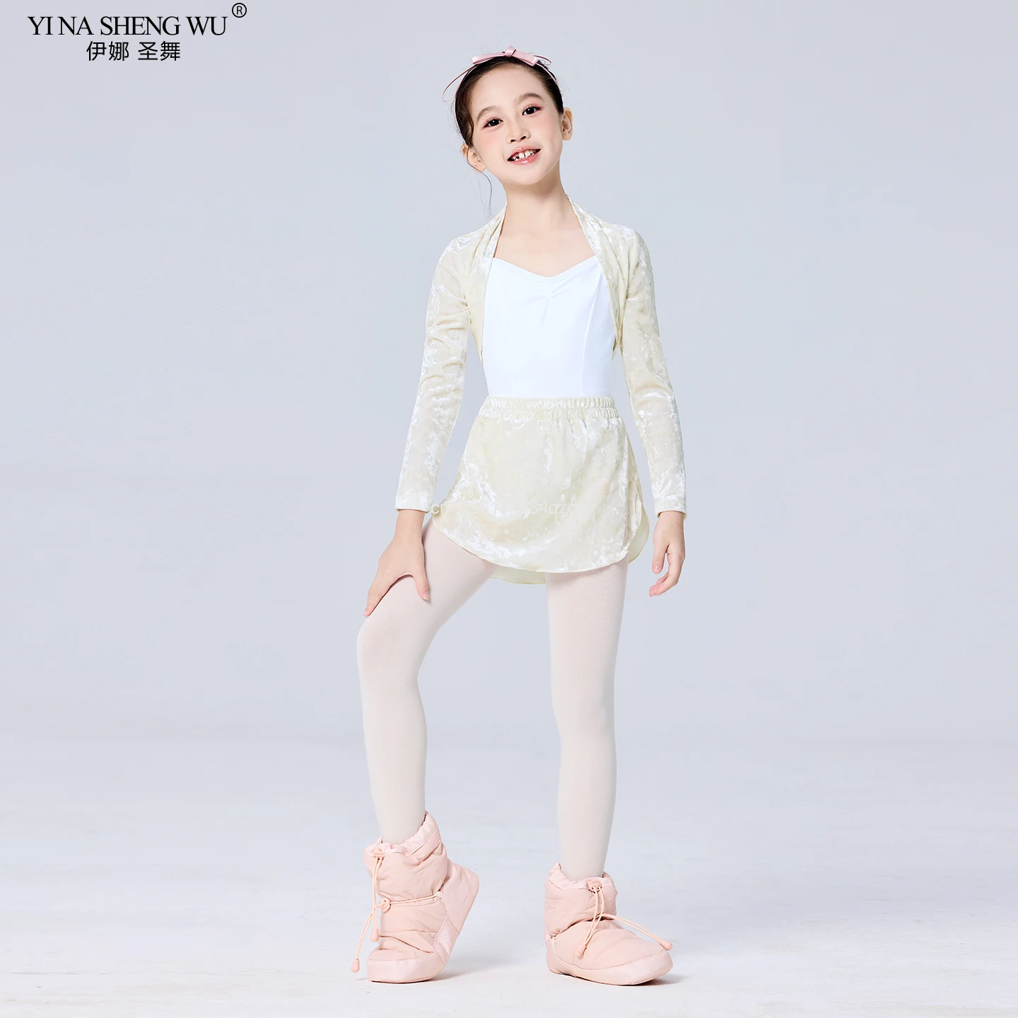 2 pçs conjunto menina ballet dança encolher crianças manga longa dança xale topos saia prática de dança treinamento envoltório casaco trajes de dança ballet