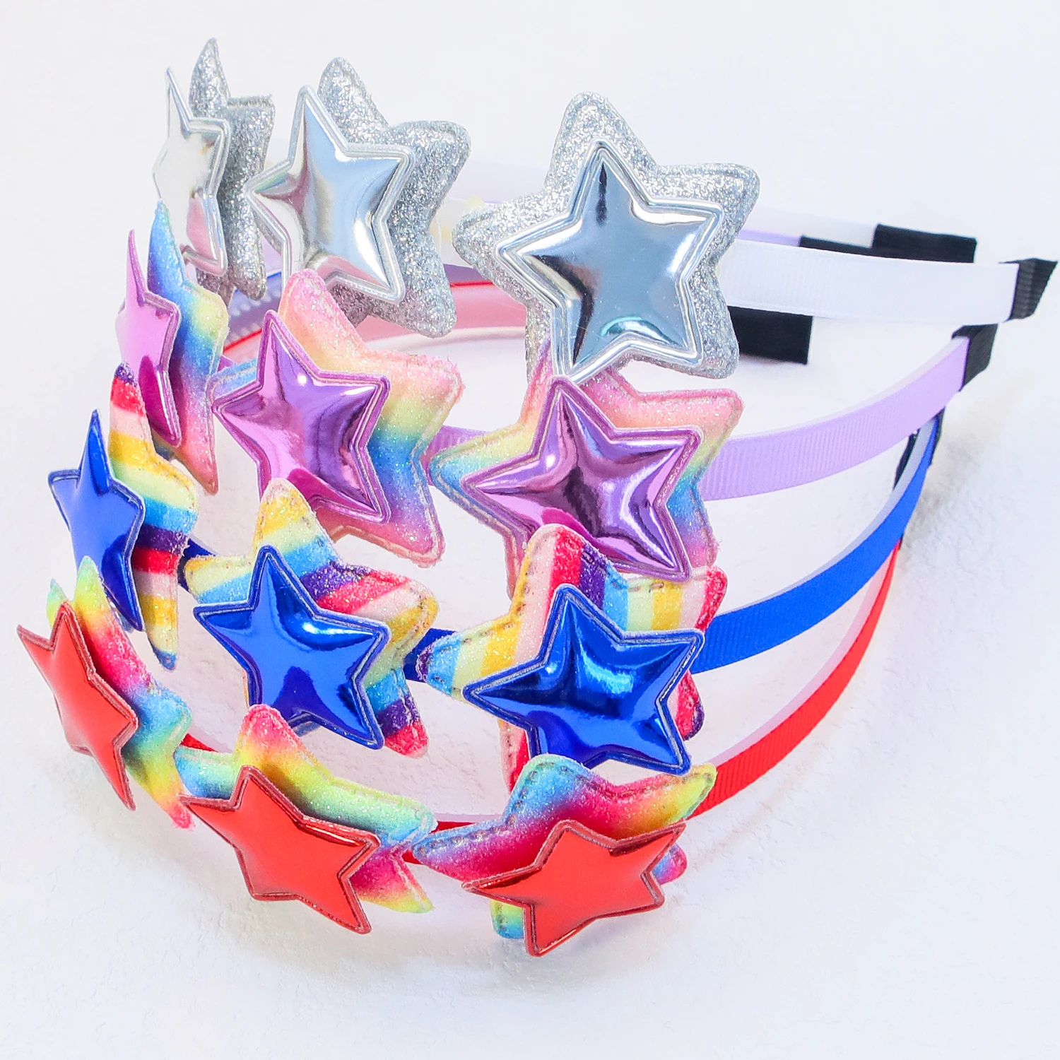 1PC Cute Girls Headbands Glitter Star Shaped Hairbands Rainbow Star Headbands Kids Children Party Decoration Hair Accessories