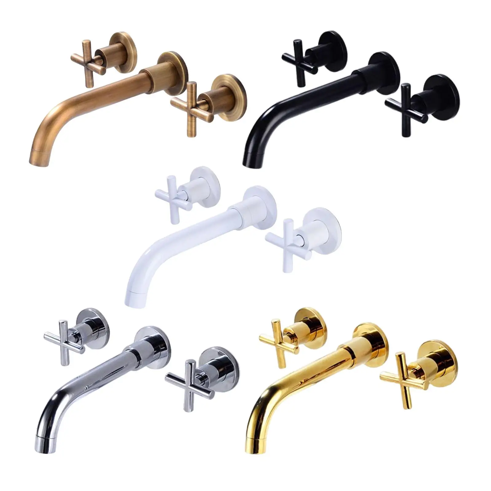 Grifo de fregadero montado en la pared, bañera, grifo frío y caliente, grifo de lavabo de baño