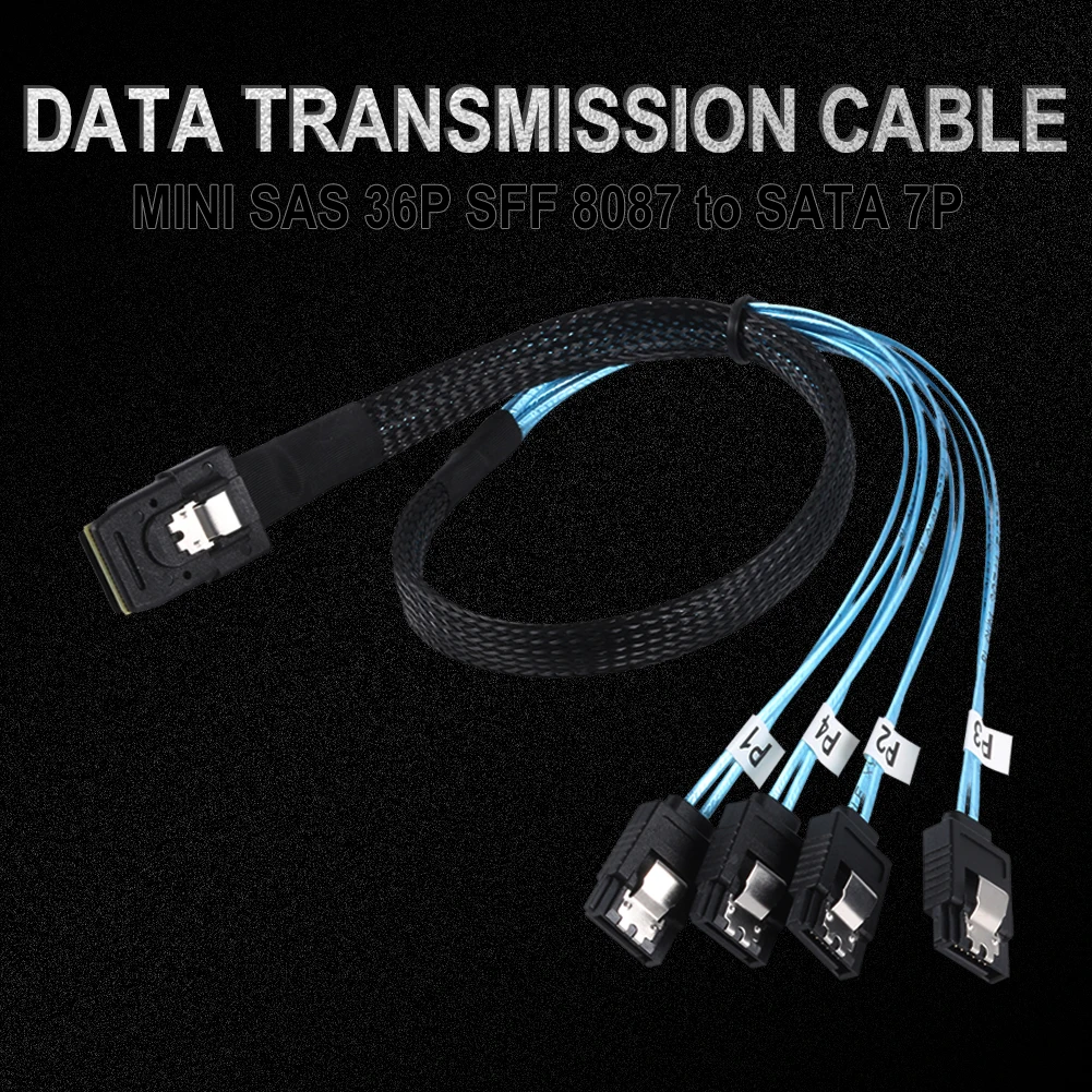 Internal Mini SAS SFF-8087 36-Pin to 4 SATA 7-Pin Hard Drive Splitter Cable