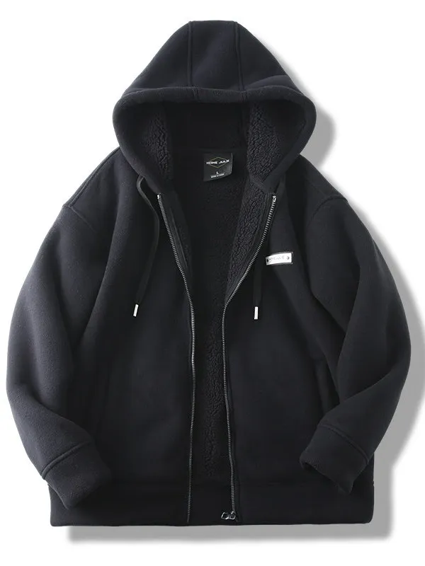 

Men's Thiened Fce Lined Double Sided Lamb Velvet Cotton Jaet Autumn Winter Casual Wear Breathable Long Sve Zipper C...