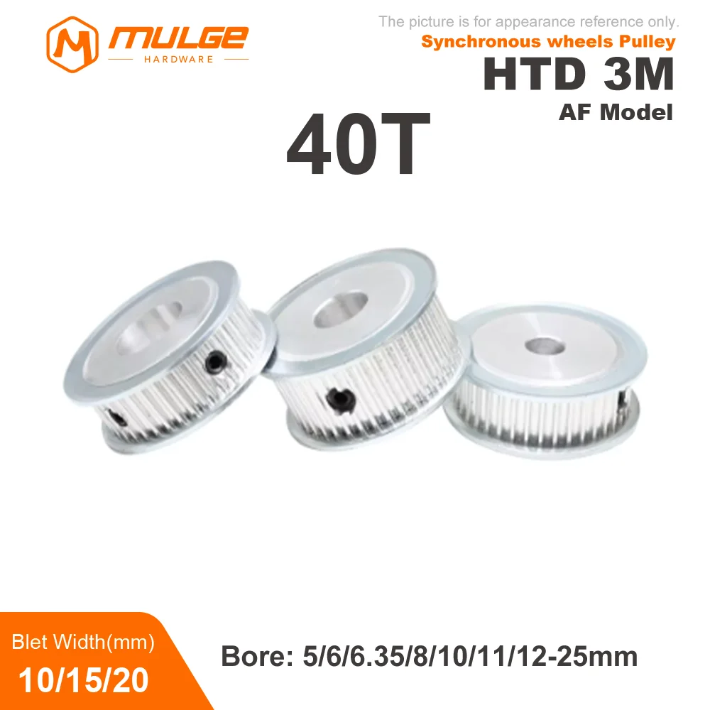 

40Teeth HTD 3M Pulley Wheel Bore 5/6/7/8-28mm Timing Pulley Belt Width 6/10/15/20mm HTD3M 40T Belt Pulley Synchronous Pulley