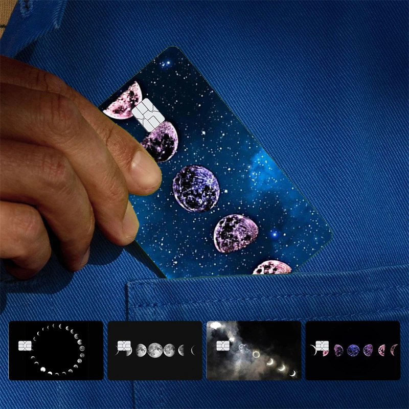 Moonlight Moon Phases Earth Cover Skin Sticker For Credit Card Bank Debit Bus Card Front Side