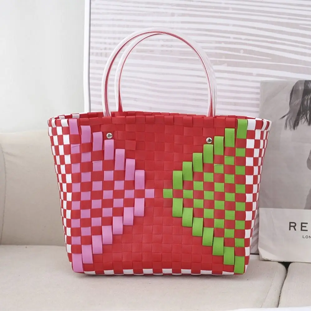 Weaving Animal Baskets Vegetable Basket Bag Hand-woven Large Capacity Casual Woven Bag Shopping Bag Shoulder Bag Cartoon Handbag