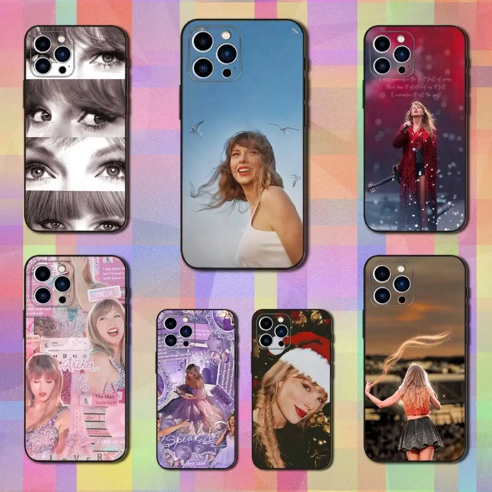 

Hot T-Taylor S-Swift Singer Phone Case For iPhone 16,15,14,13,12,11 Plus,Pro Max,XS,X,XR,SE,Mini,8,7,Soft Silicone Black Cover