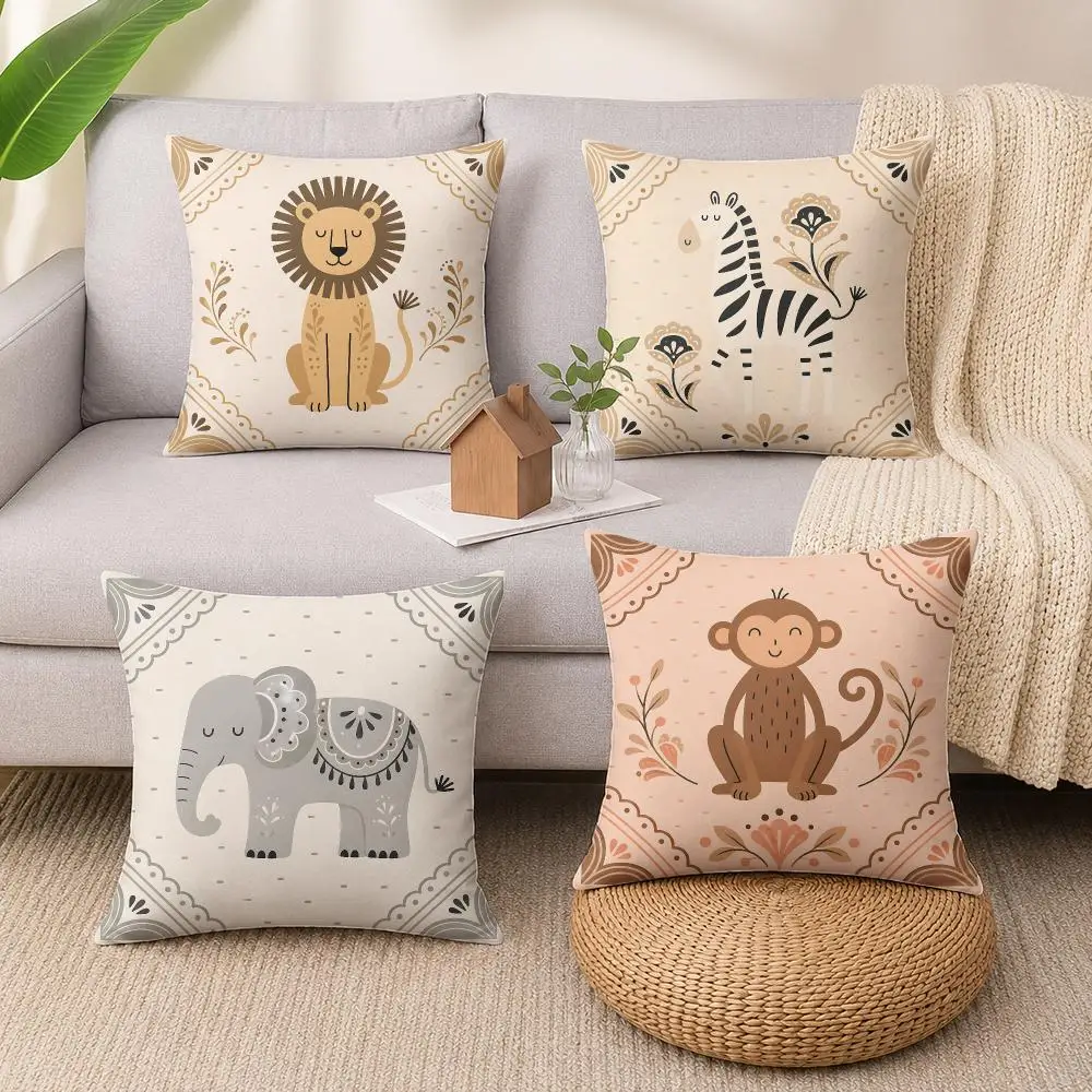 BohoNursery Art Jungle Animal Cushion Cover Luxury Soft Plush Short Fur Cushion Case Warm Cozy Sofa Bed Decorative Home