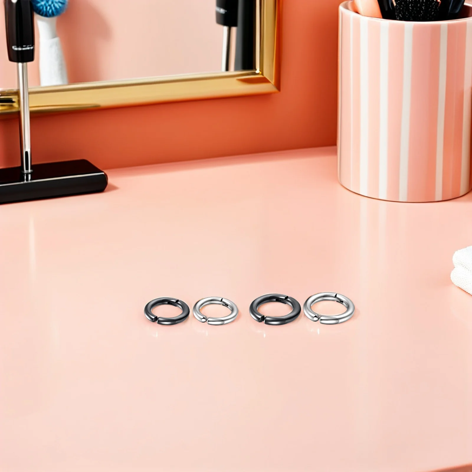 

8Pcs Non-Pierced Clip on Earrings Hypoallergenic Stainless Steel Ear Cuffs Unisex Fake Earrings Set Jewelry for Men Women