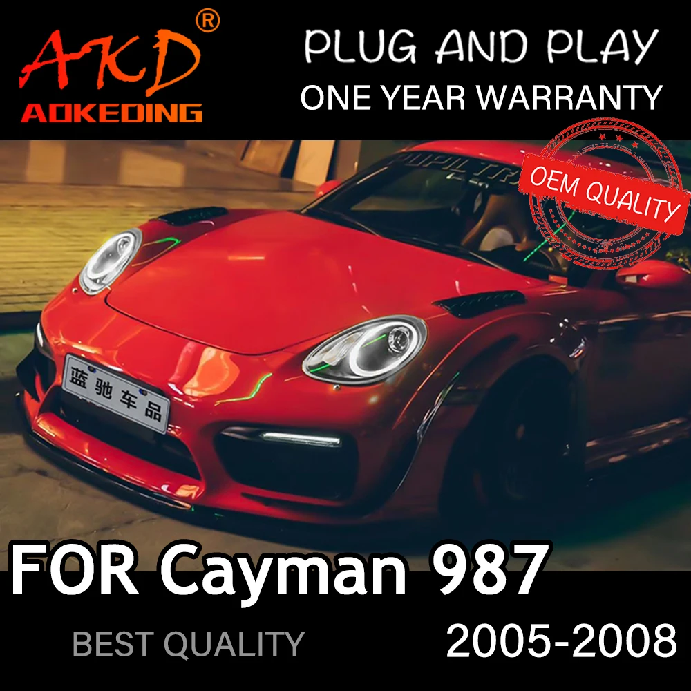 

Фары для Cayman 987 2005-2008, автомобильные светодиодные фары DRL Hella 5, ксеноновые линзы Hid H7 Porsche Boxter, автомобильные аксессуары