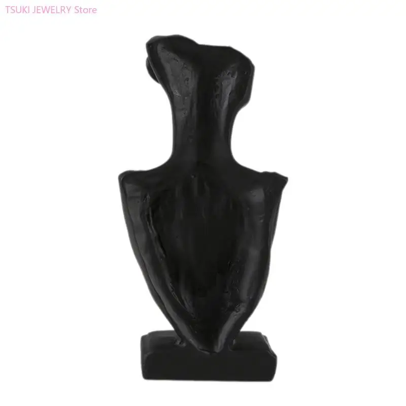 

62KE Stylish Neck Model Stand Necklace Showcases Stand Earrings Holder Resin Texture Jewelry Holder for Showcasing Necklaces