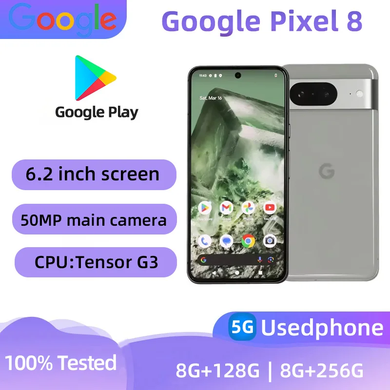 Google Pixel 8 5G Google Tensor G3 8GB RAM 128GB/256GB ROM With Advanced Pixel Camera Original Used Phone