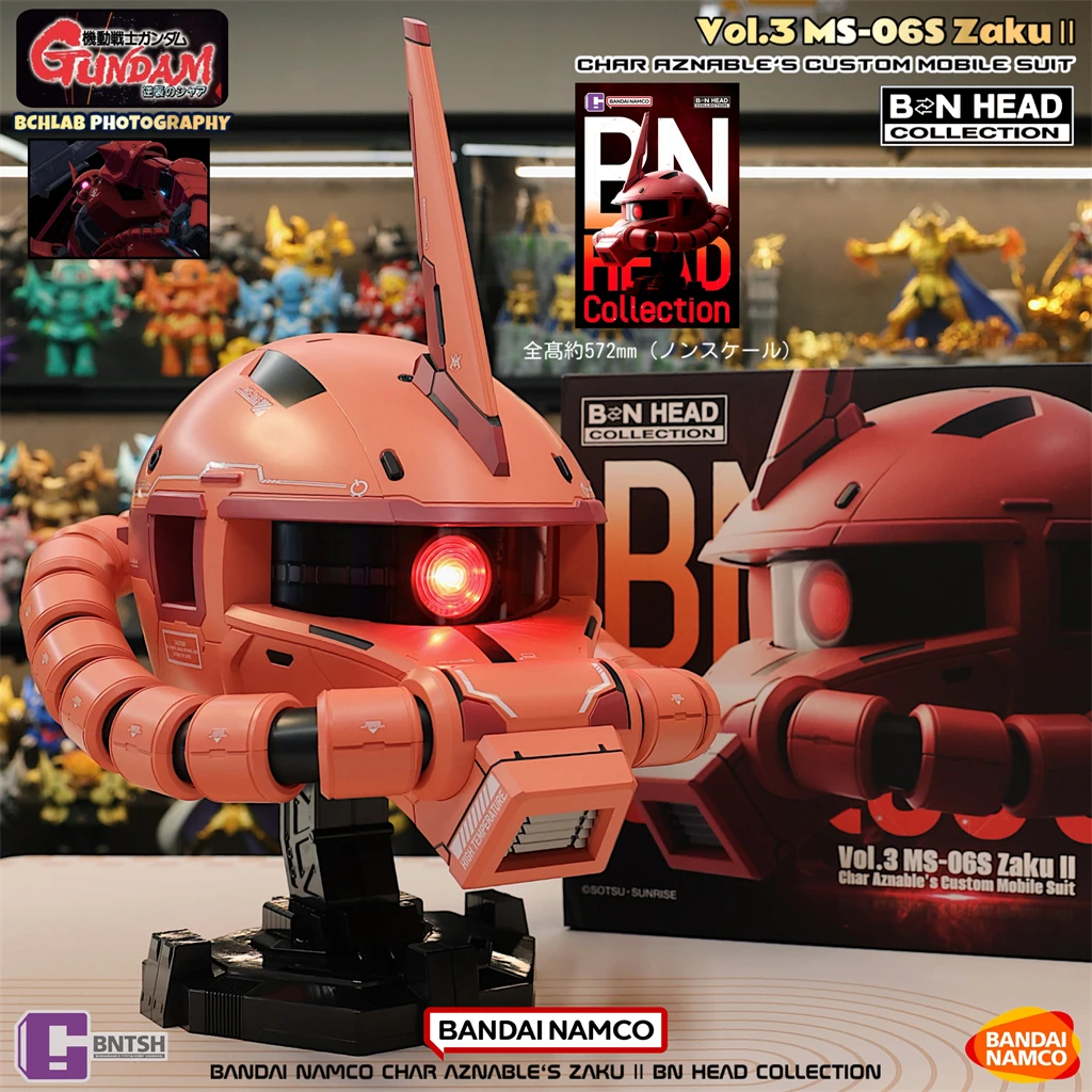 

В наличии шлем Bandai Char's Zaku, коллекционная светодиодная подсветка большого размера BN HEAD, декор в стиле аниме Gundam, подарок для мужчин