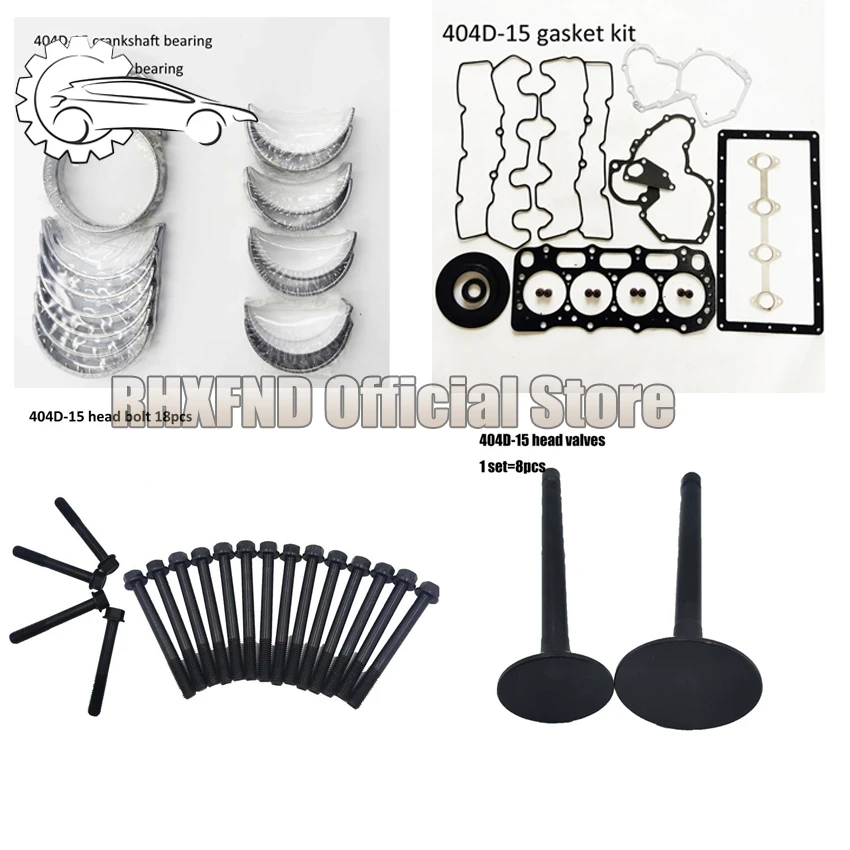 

404D-15 Cylinder Head Bolt Gasket Kit Crankshaft bearing Connecting Rod Bearing Head Gasket Exhaust Intake Valve For P.ERKINS