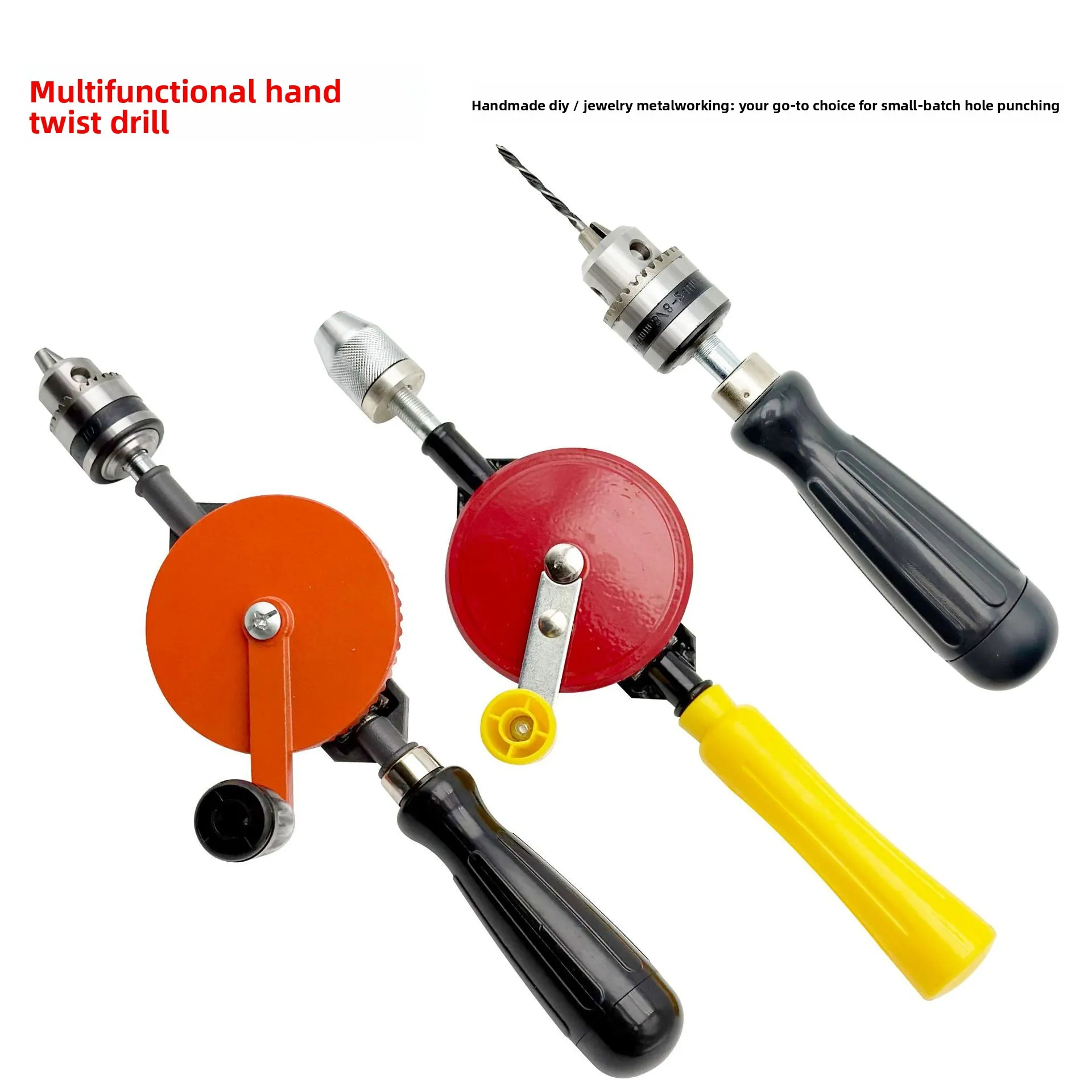 Hand Drill with Single Gear 1/4-3/8 Chuck Manual Drilling Tool - Durable Compact Multipurpose Woodworking DIY Home Drill Kit