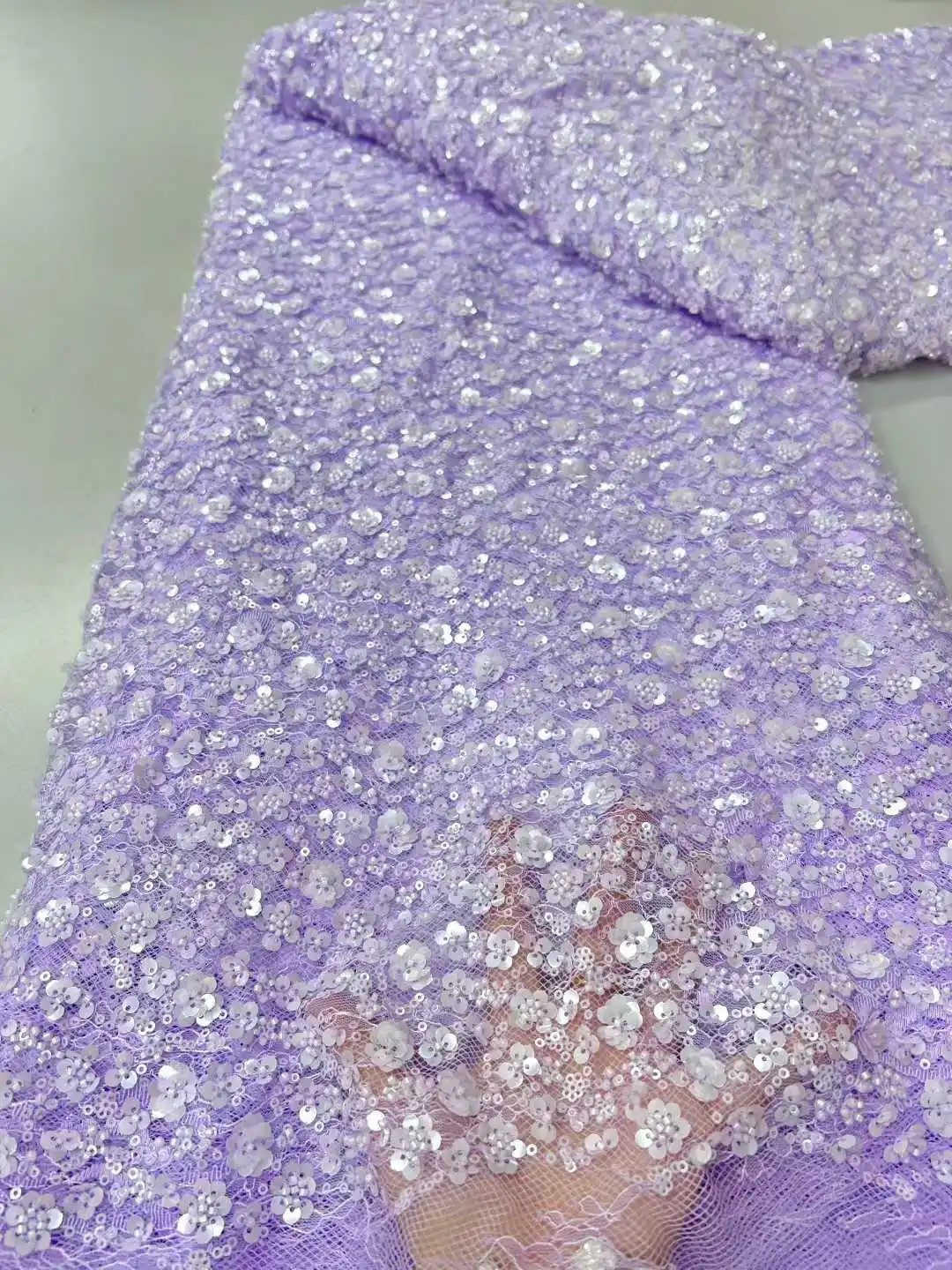 2025 di Lusso Francese Del Ricamo 3D Fiore Tessuto di Pizzo Africano Nigeriano Paillettes Tessuti di Pizzo Per Abito Da Sposa Materiale Da Cucire