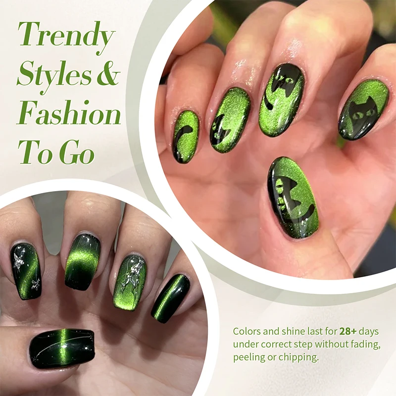ولد جميلة 10 مللي القط الأخضر المغناطيسي هلام الترا تألق شبه دائم نقع قبالة الأشعة فوق البنفسجية هلام مانيكير مسمار الفن الورنيش تألق مسمار الفن #5
