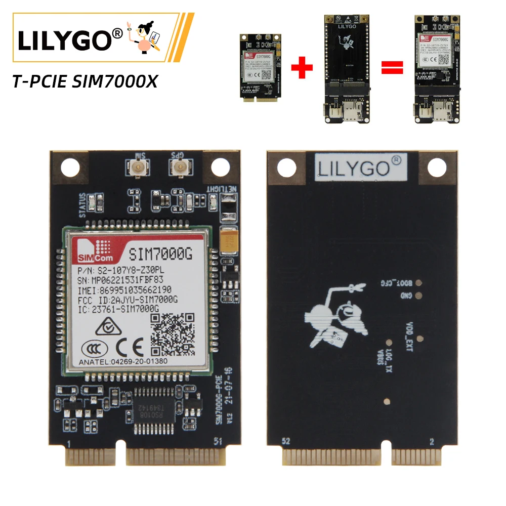 

LILYGO® TTGO T-PCIE SIM7000 2G Плата разработки TTGO T-PCIE SIM7000 2G NB-IoT ESP32, Wi-Fi Bluetooth беспроводной модуль SIM7000G SIM7000A SIM7000E SIM7000JC