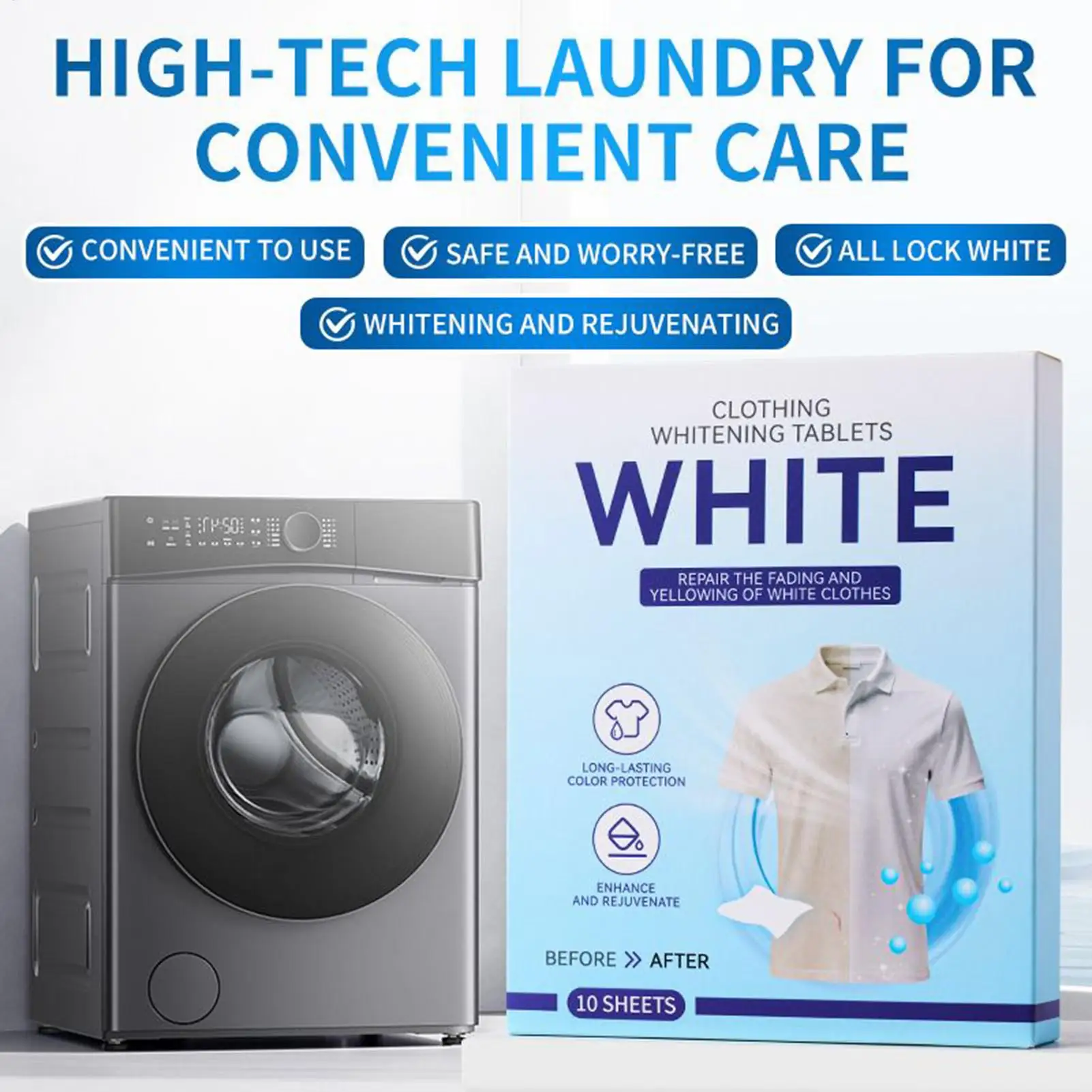 

Laundry Detergent Effectively Remove Yellowing & Greying Clothes Cleaning Sheets For Home Dormitory Hotel Restaurant Apartment