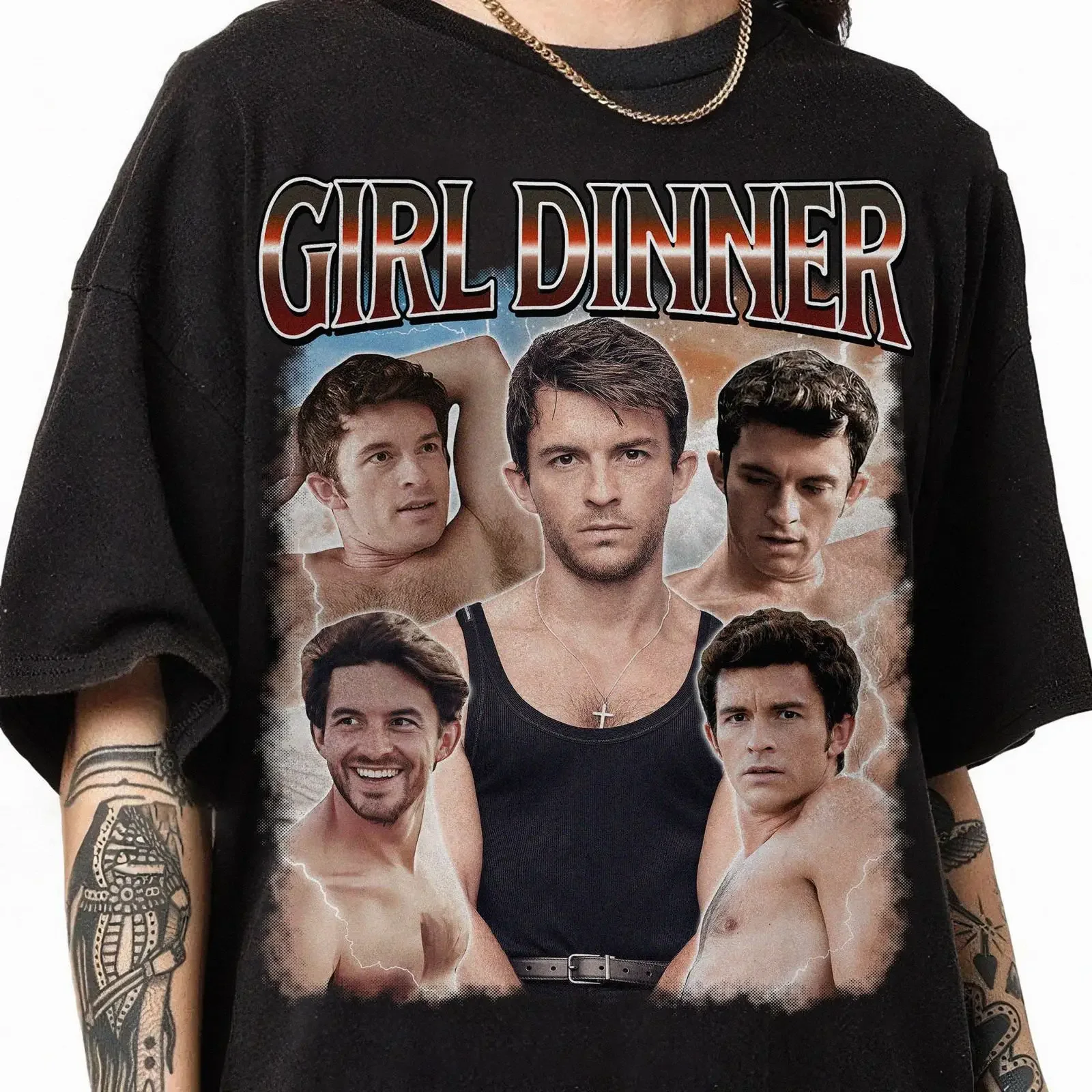 Jonathan Bailey Girl Dinner Bootleg T Shirt Vintage Homage For Her Movie Lover Fans vintage Washed Versatile fashion Casual