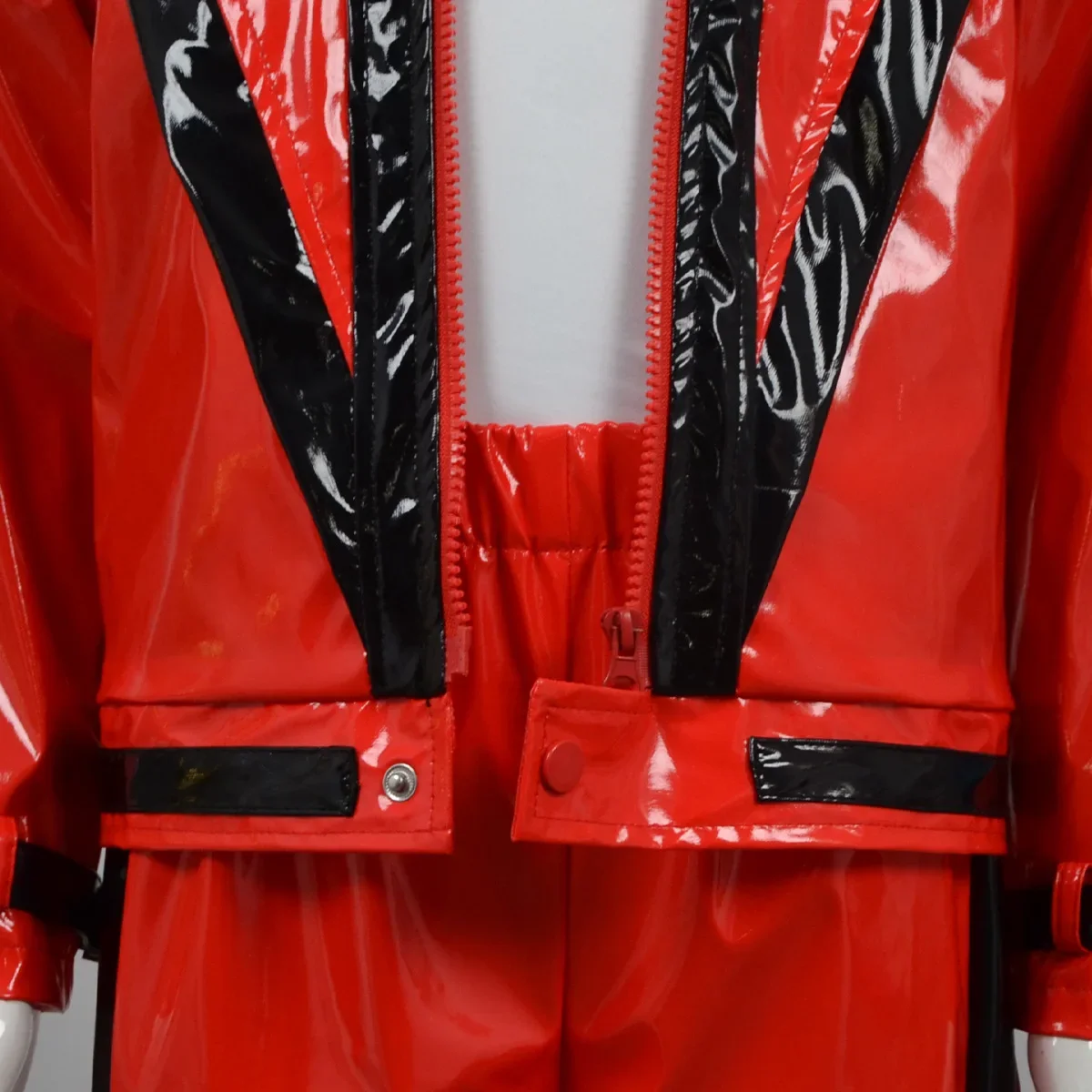 MJ Michael Jackson Thriller Kinderkostüm, rote und schwarze Lederjacke und -hose, Halloween-Bühnen-Cosplay-Outfit für Jungen – Detail 8