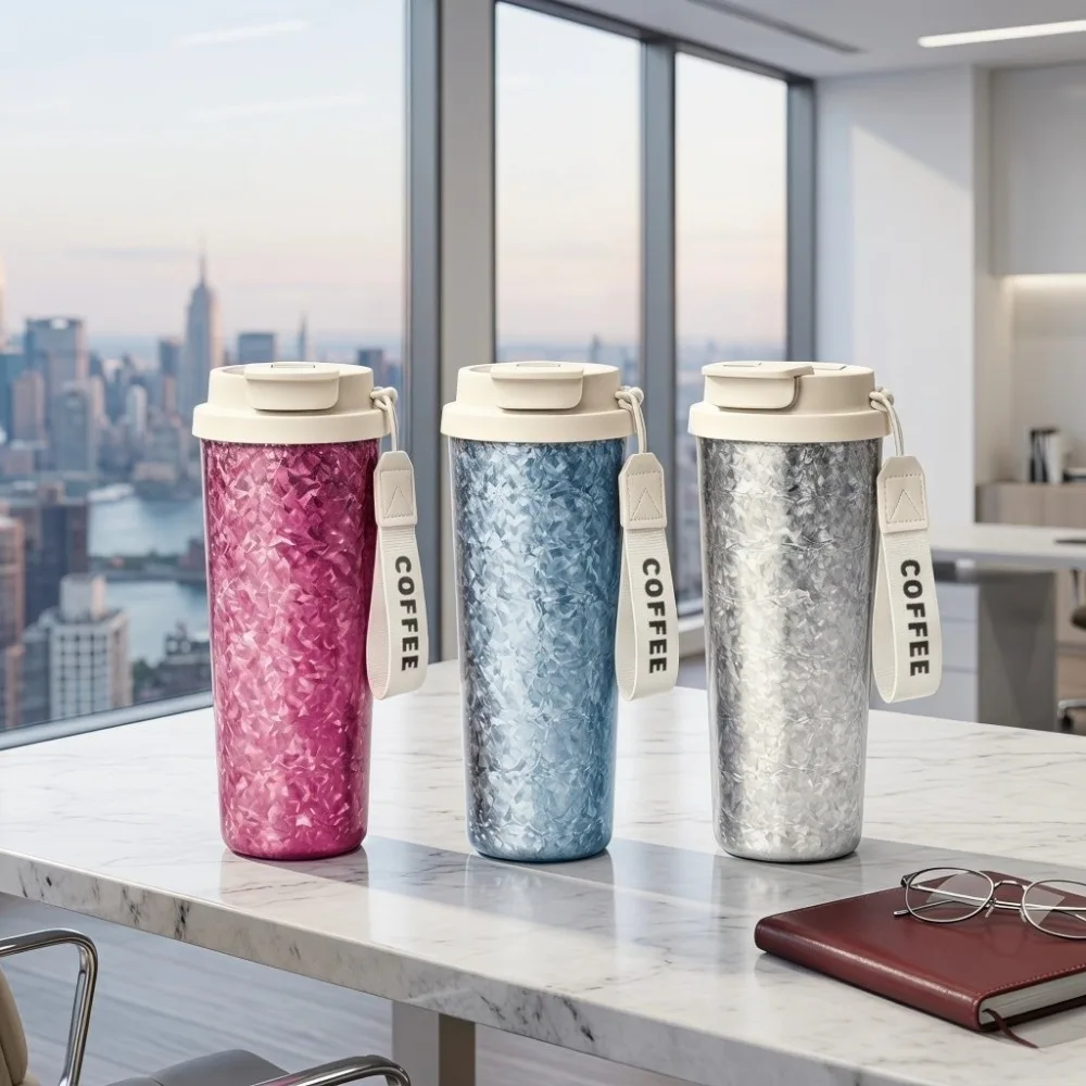 Glitter Titanium Insulated Cup Leak-Proof Double-drink Coffee Cup Vacuum Portable Water Bottle Travel