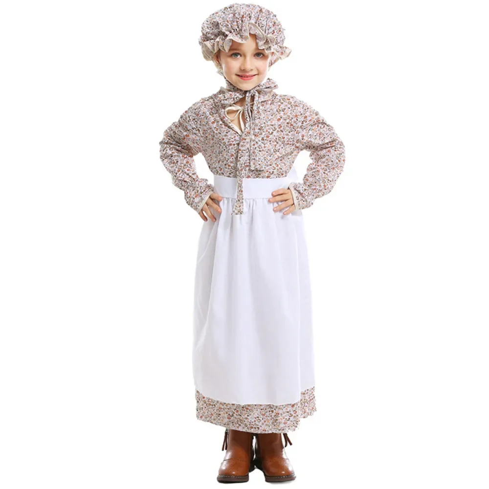 Parent-child Wolf Grandma Costume Lady Little House On The Prairie Costume Halloween European Village Maid Cosplay Dress