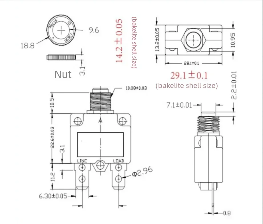 MR1 15A 32VDC Power Overload Protector for 125/250VAC Electrical Safety Device