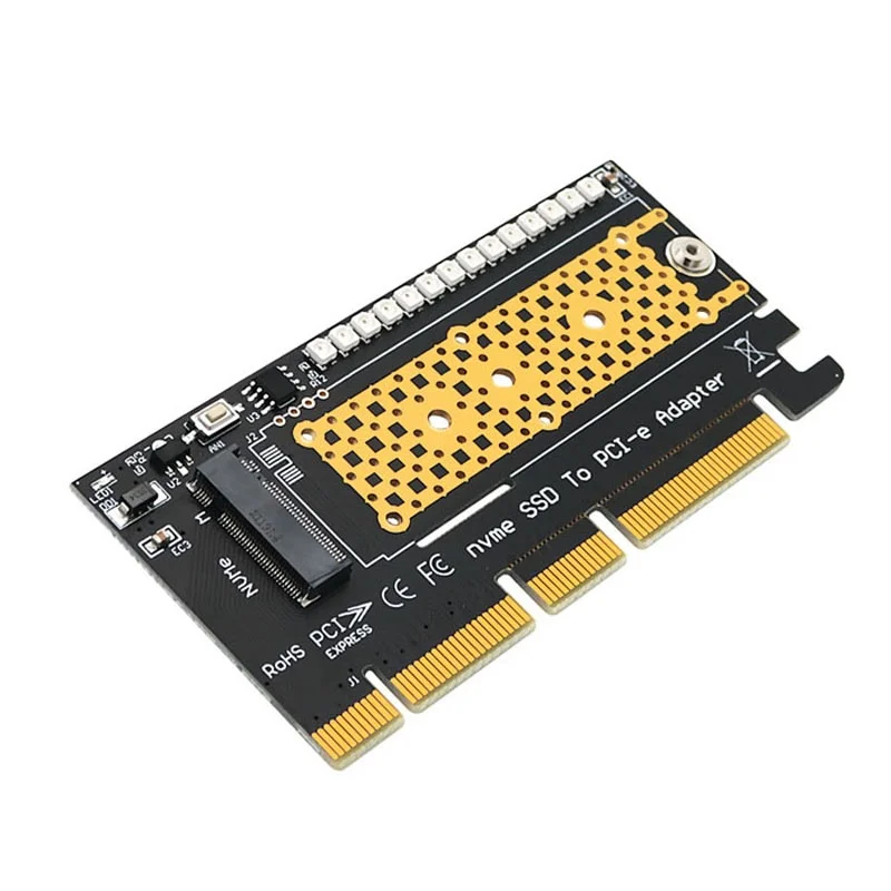 M.2 Nvme SSD To PCI-E 4X/8X/16X Adapter With 3528 Colorful Flash LED